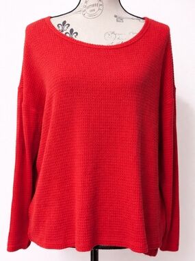 aerie Red Waffle Knit Pullover